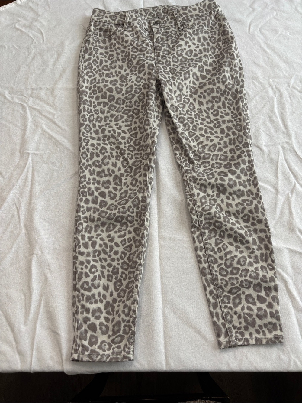 WHBM Women’s Leopard Print Skinny Ankle Jeans - Gray 6P